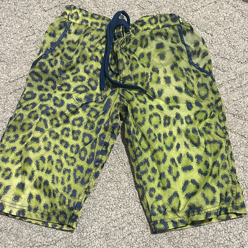 Roberto Cavalli Vibrant Green and Blue Patterned Shorts